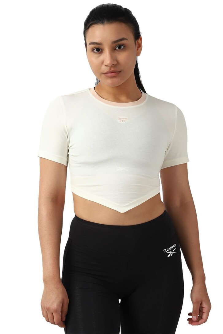 Reebok Women's Solid Regular Fit T-Shirt