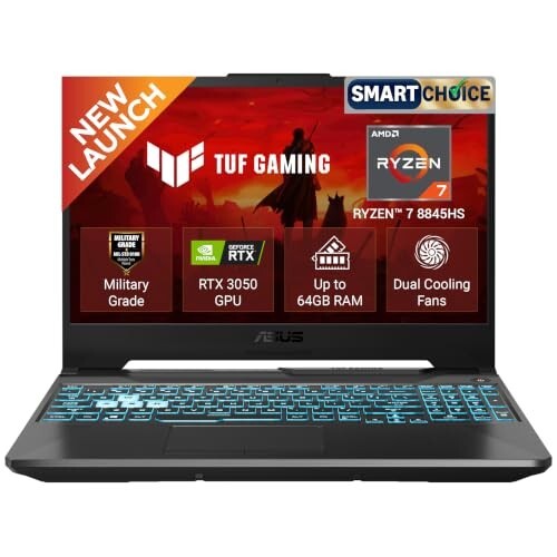 ASUS TUF A15 (2026),Smartchoice,AMD Ryzen 7 8845HS,RTX 3050,16GB RAM ,Win 11,M365 Basic(1Y),Office 24,Black,2.3 Kg,FA506NCG-HN192WS,Gaming Laptop