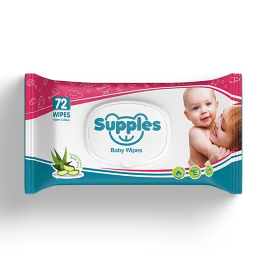 [SNS] Alcohol-Free, Paraben-Free Supples Baby Wet Wipes with Lid | Pack of 4 with each pack having 72 pulls [Total  288 Wipes]