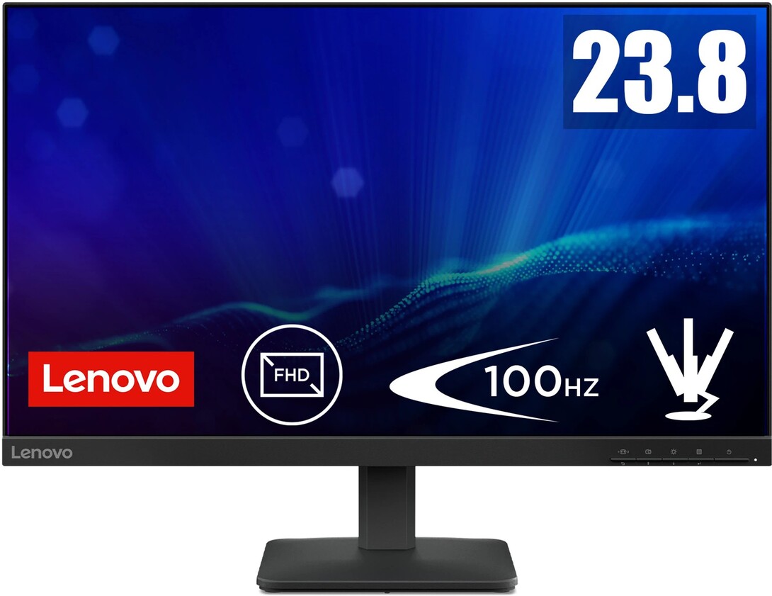 Lenovo L Series 60.96 cm (24 inch) Full HD LED Backlit IPS Panel with 99%sRGB, 1x HDMI 1.4, 1x VGA, Tilt, Ultraslim Monitor (L24-4e) 