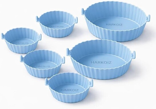 Air  Fryer Silicone Liners Reusable – 6 Pack Food Grade Non-Stick Silicone Air Fryer Basket Bowl, Heat Resistant Baking Tray for Airfryer Oven Microwave, Easy Clean Safe Air Fryer