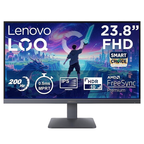 Lenovo LOQ 24-10 (Smartchoice) | 23.8" (60.45cm) FHD (1920x1080) IPS 200Hz Gaming Monitor