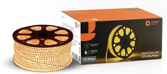 Orient Electric Joylite LED Rope Light 50 m Warm White | 120 LED per Meter | Indoor and Outdoor use for Home Decoration