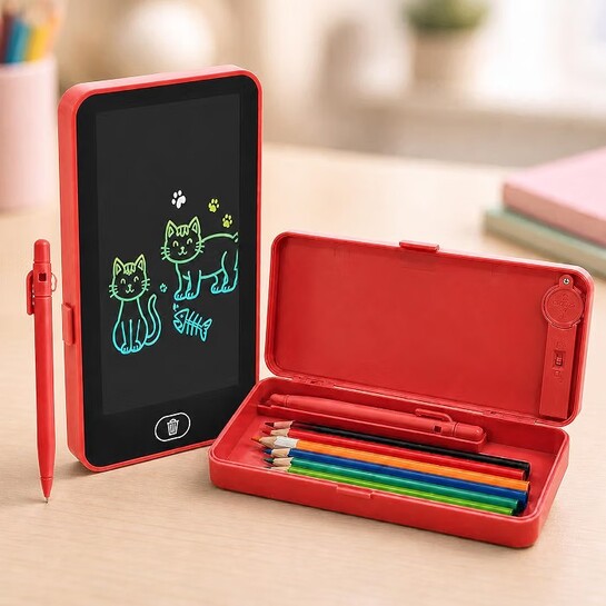 Toyshine 2 in 1 Digital LCD Writing Tablet Children Doodle Board with Pencil Box for Kids 3-10 Years Old Boys/Girls