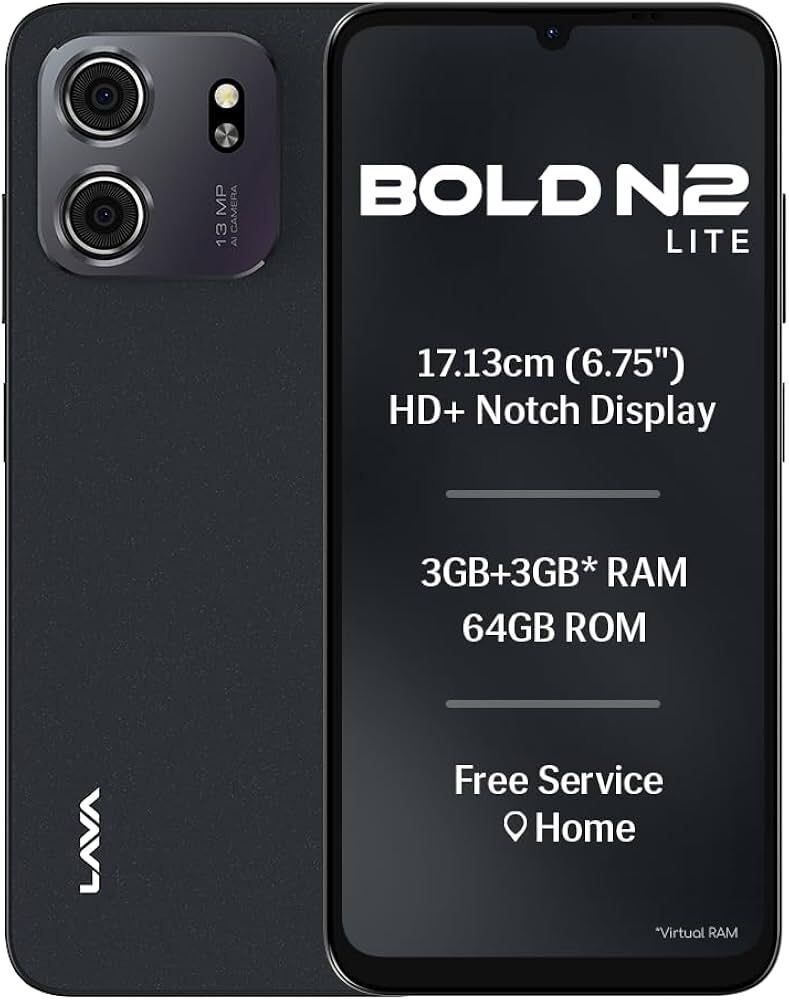 Lava Bold N2 Lite (Nilgiri Blue, 3 GB RAM, 64 GB Storage)