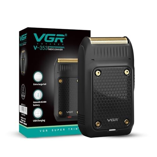 VGR V-353 Professional Electric Ultra Thin Shaver Rechargeable Razor for Face Care Beard Trimmer Reciprocating Blade with USB Travel Shaver, Men's Electric Razor, 2 Years Warranty (Black)