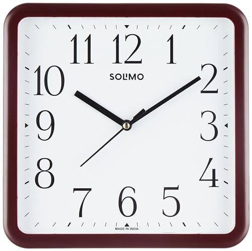 Square Clock Annotation Amazon Brand - Solimo Square Wall Clock | Plastic | 8.5 Inch | Black ...