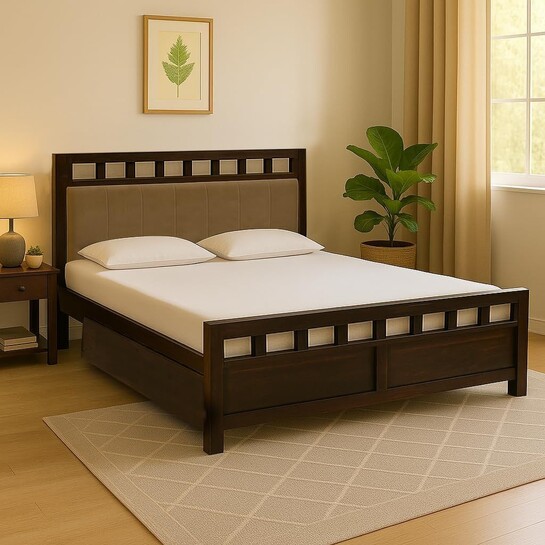 EXCEL HOME Solid Sheesham Wood Queen Size Bed with Drawer Storage | Wooden Double Bed with Drawer Box Storage 