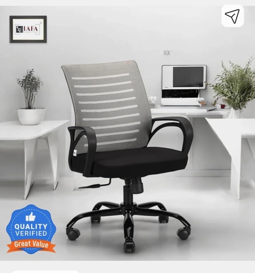IAFA - Diego Mid Back Ergonomic Office Heavy Duty Black Metal Base Mesh Office Arm Chair 