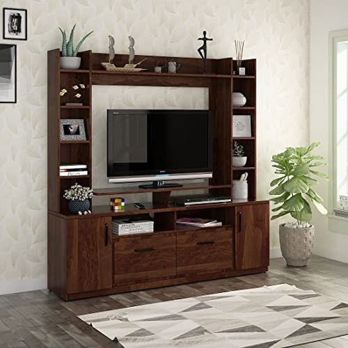 HomeTown Antwerp Full Height Tv Unit in Sheesham Colour