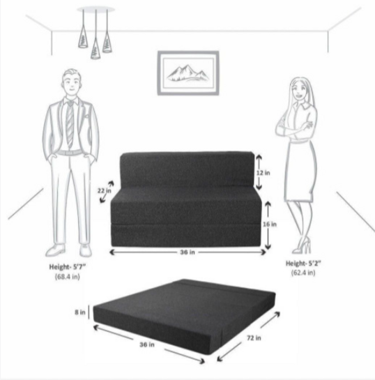 seventh heaven grey jute inflatable 3 seater sofa cum bed
