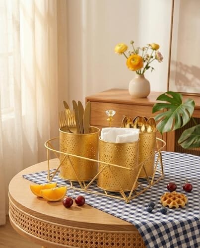 Metal Kitchen Cutlery Holder Spoon And Tissue Holder For Dining Table Cutlery Stand, 