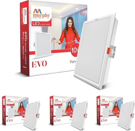 Murphy EVO 10W SQ LED Panel Light | Cool White 6500K | Recessed Ceiling Light | 1000 Lumens | 100mm Cutout |  Pack of 4