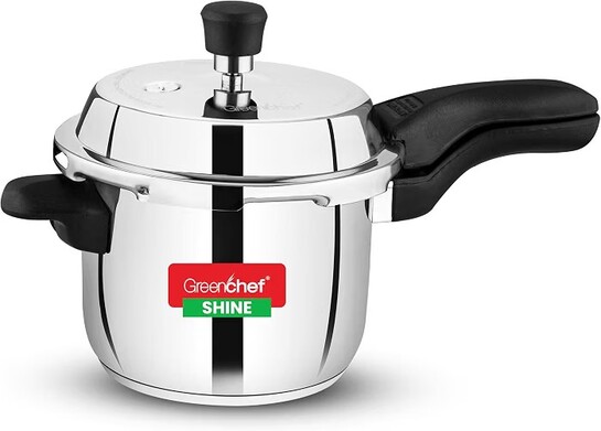 GREENCHEF Shine Stainless Steel Pressure Cooker 3Litre Capacity (3, Liters)