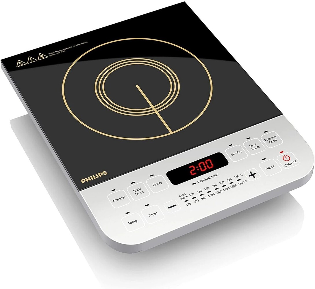 PHILIPS 2100 W Induction Cooktop Push Button (Fry Pan, Kadhai, Pressure ...