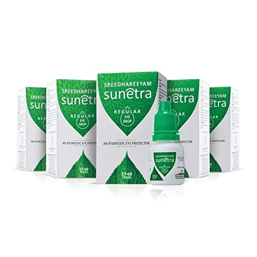 Sreedhareeyam Ayurveda Sunetra Regular Herbal Eyedrops Pack (17-60 years age) from  Renowned Eye Hospital, Relieves Dryness, 