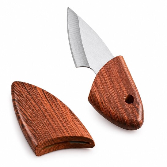 Mini Stainless Steel Wooden Handle Pocket Kitchen Knife Multi-Purpose Box Cutter for Short Fish,Vegetables,Fruits Keychain Pocket Knives Kitchen,Gifting Home & Restaurant Use