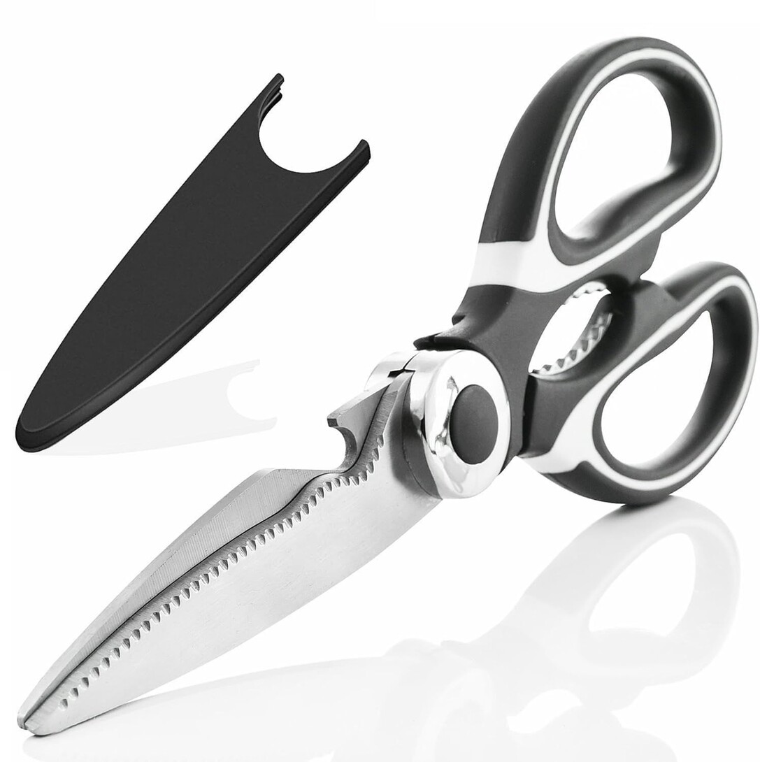 Multi Purpose Kitchen Scissors with Cover,food scissors,Premium Stainless Steel Solid Kitchen Shears for Meat,Seafood,Chicken,Vegetables,Herbs,Bottle Opener for General Use, (PACK OF 1)
