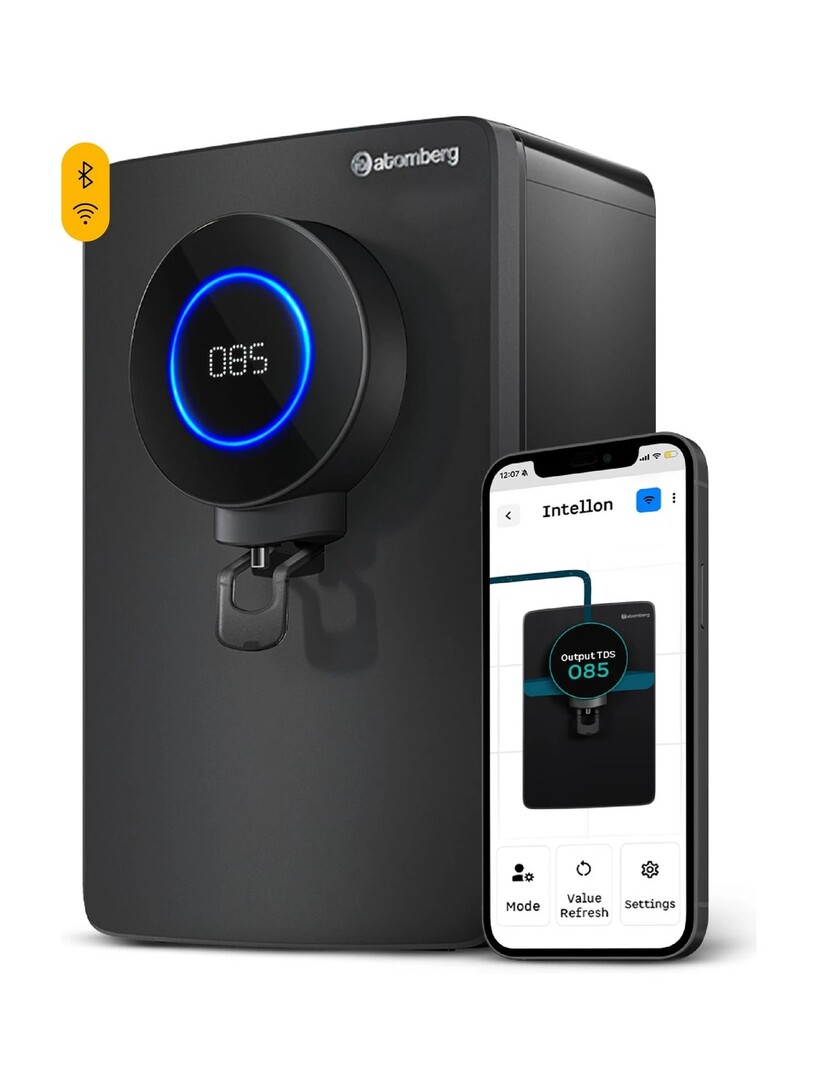 Atomberg Intellon 8 L RO + UV + UF + Alkaline Water Purifier India's 1st Adaptive 4 Modes TDS-Based Filtration Smart IoT 7 Stages Retains Minerals , user specific