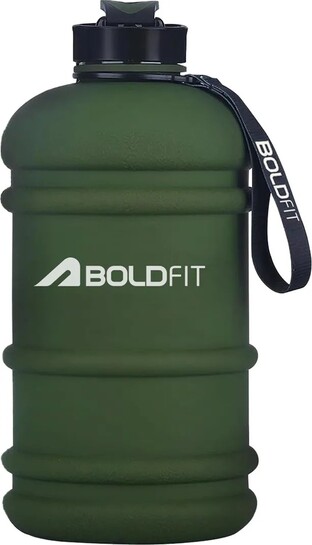 BOLDFIT Gym Gallon Bottle 2.2 Ltr Protein Shaker Bottle/Water jug Bottle (Army Green) 2200 ml Plastic Bottle (Pack of 1, Green)
