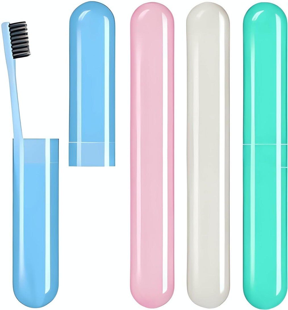 E-COSMOS Premium Toothbrush Container Toothbrush Cap, Caps, Cover, Covers, Case, Holder, Cases, Travel, Home use (Pack of 4)