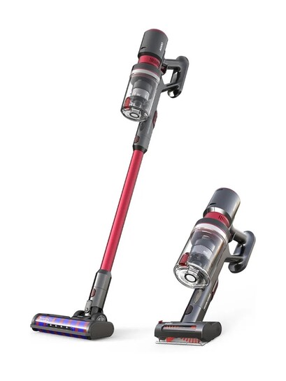 AGARO Supreme Cordless Vacuum Cleaner 400W Brushless Motor, 25 kPa Suction Power, 3 Adjustable Suction Modes, Adjustable Head, Bagless Dry Vacuuming, Red with 2 in 1 Mopping and Vacuum (Red)