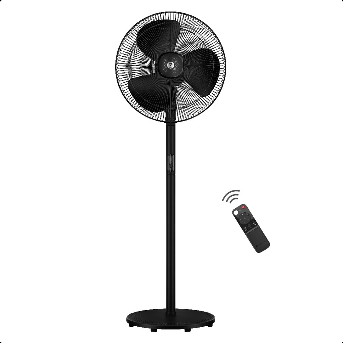 Atomberg RenesaSilent Pedestal Fan6 SpeedsLED DisplayTimerIdeal for Home & Office with 2 Year Warranty BLDC Motor with Remote 400 mm Pedestal Fan (5 Star | Midnight Black | Pack of 1)