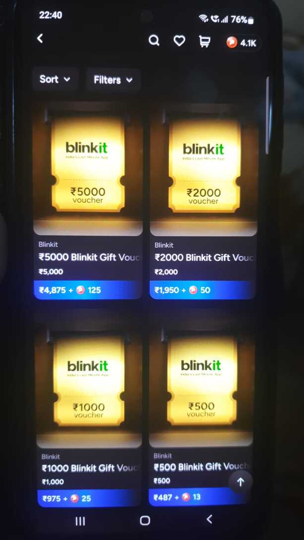 Blinkit Vouchers at 2.6% off 