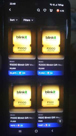 Blinkit Vouchers at 2.6% off 