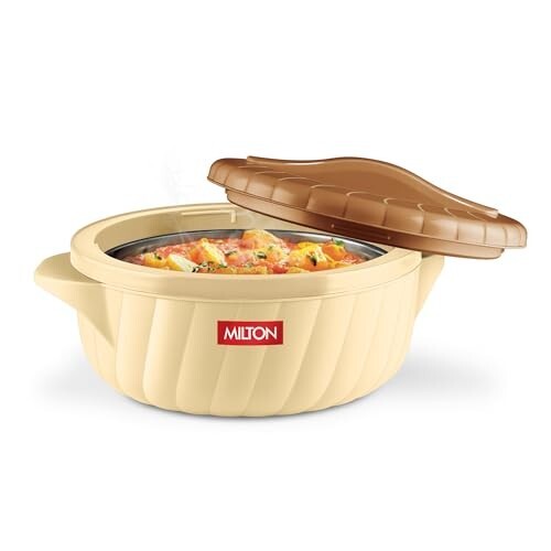 Milton Flora 1500 Insulated Inner Steel Casserole for Roti, 1050 ml, Hot Box for Kitchen, Hot Pot with Lid, Chapati Box, Roti Casserole, Serving Boxes, Hotcase, Food Warmer, Silky Cream