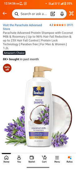 Parachute Advansed Protein Shampoo | For Men & Women | 1.2L