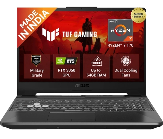 ASUS TUF Gaming A15 (2026) AMD Ryzen 7 170 - (16 GB/512 GB SSD/Windows 11 Home/4 GB Graphics/NVIDIA GeForce RTX 3050/144 Hz) FA506NCQ-IN080W Gaming Laptop on Flipkart