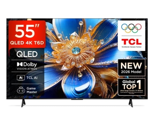 TCL T6D 138.71 cm (55 inch) QLED Ultra HD (4K) Smart Google TV 2026 Edition with HDR10+ Dolby Vision- Atmos 28W HVA Panel TCL AI Slim & Uni body Design on Flipkart