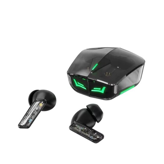 Life Like in-Ear Earbuds, Type-C Fast Charging, 4 Mics, Low Latency, Tranparent Earbuds, RGB Light, Bluetooth 5.3 (Black)