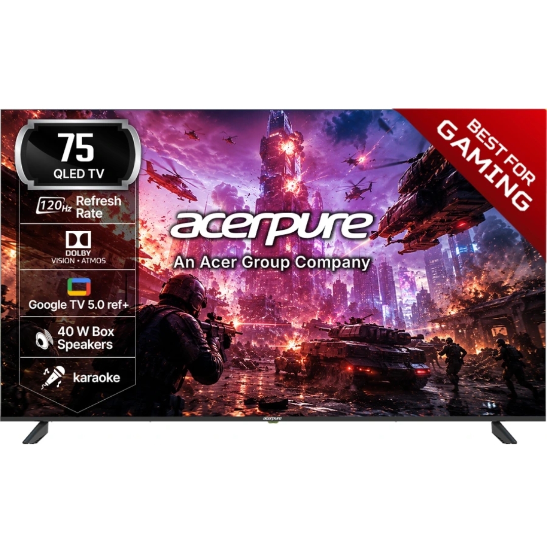 Acerpure NITRO 189.2 cm (75 inch) QLED Ultra HD (4K) Smart Google TV with 120 Hz GTV 5.0, Android 14, Dolby Vision & Dolby Atmos Gaming, Wall Mount (AP75UG75PNTO5)
