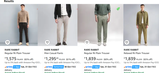 Amazon.in : Rare Rabbit Tailored Formal Trousers
