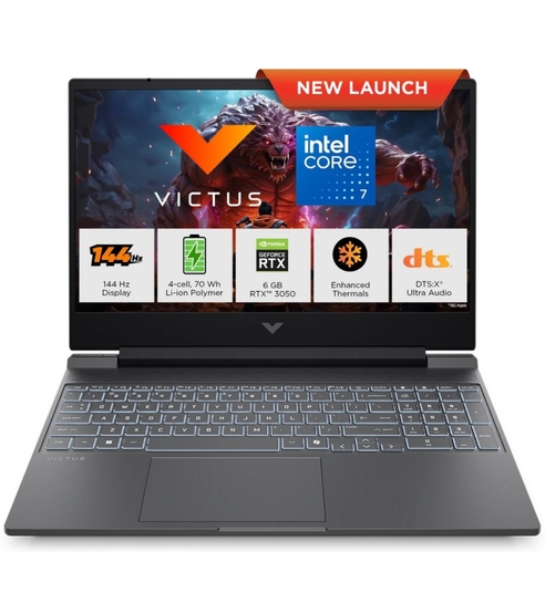 HP Victus Intel Core 7 230H (16 GB/512 GB SSD/Windows 11 Home/6 GB Graphics/NVIDIA GeForce RTX 3050) 15-fa3009TX Gaming Laptop (15.6 inch, 