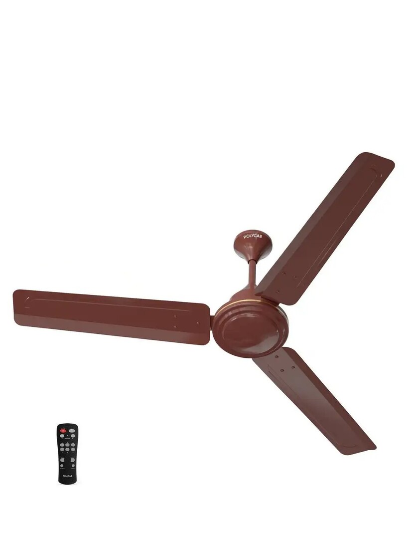 Polycab Airika with Remote High Speed with 3 Year Warranty BLDC Motor 1200 mm Ceiling Fan (5 Star | Brown | Pack of 1)