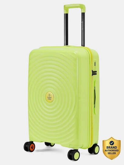 NASHER MILES Medium Check-in Suitcase (65 cm) 8 Wheels - Goa Polypropylene Hard-Sided 24 inch Spinner Trolley Bag for Travel & Business - Green, Yellow