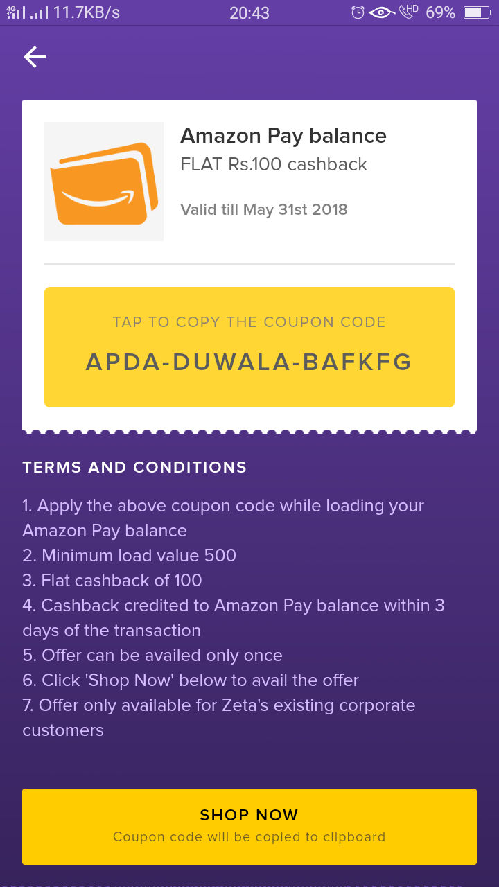 promotional code for amazon pay add money