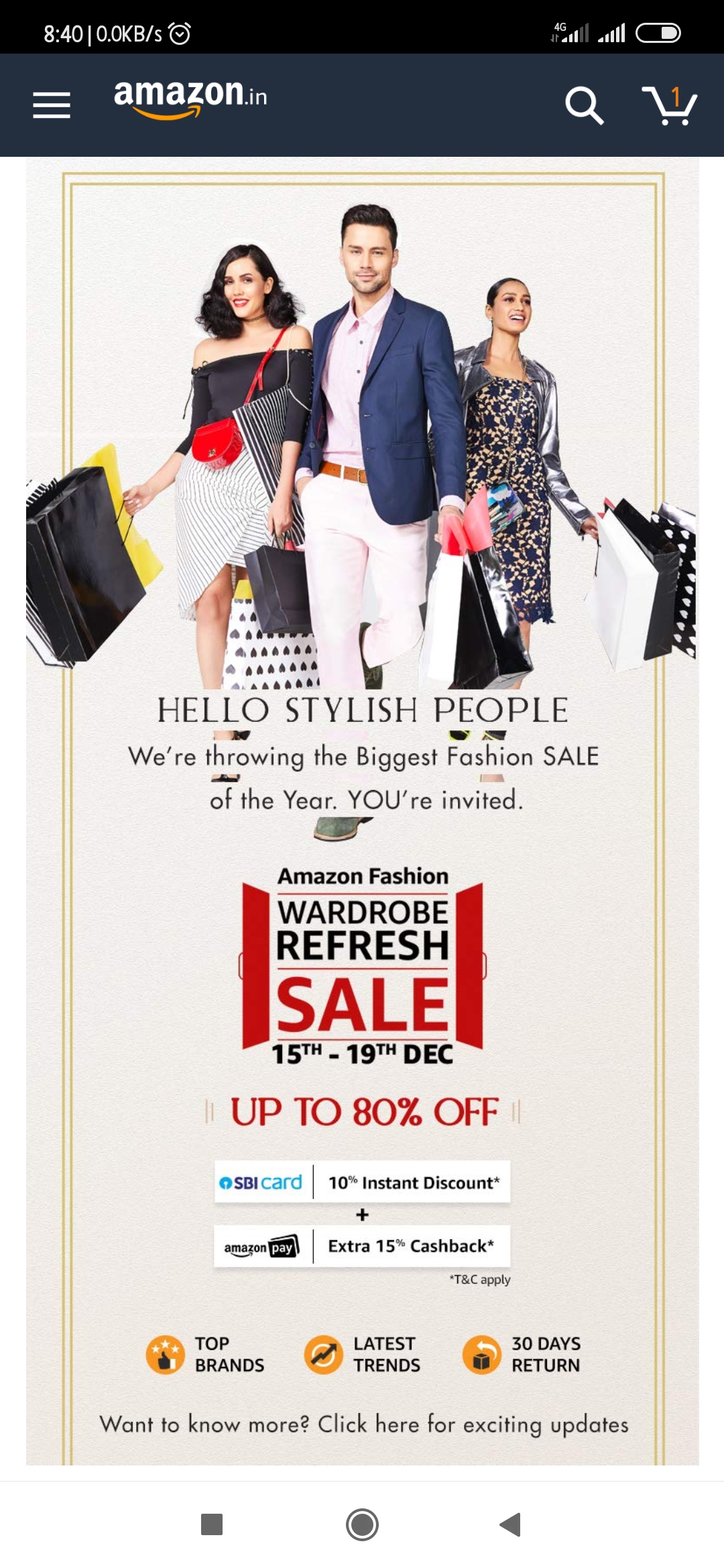 Amazon Wardrobe Refresh Sale 2019 Upto 80 off on Fashion Products + 10 Off on SBI & 15 