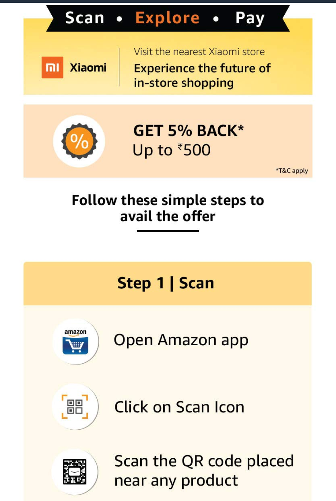 Amazon pay Xiaomi Scan and Pay 5 cashback up to Rs.500 [In Xiaomi