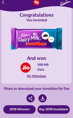 Jio Engage Offer: Invent a New Cadbury Dairy Milk and Win Free 100MB-1GB Data Or One Month Jio Recharge