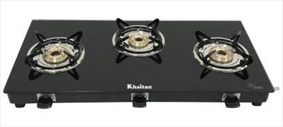 Khaitan 3 Burner Glass Manual Gas Stoves