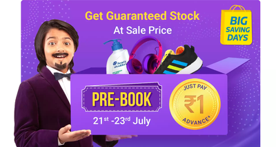 flipkart pre-book sale on big saving days july 2021