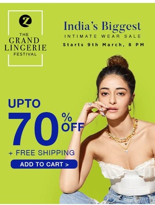 Zivame The Grand Lingerie Festival Sale - Upto 70% Off + Extra 10% Off + Free Shipping & More Offers