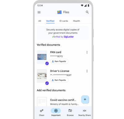 DigiLocker access in Files by Google