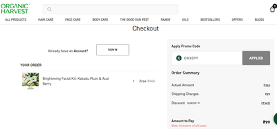 Free Facial Kit from Organic Harvest