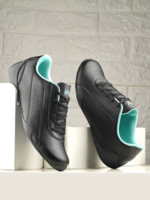 HRX by Hrithik Roshan Men Black & Blue Perforated Motorsports Sneakers