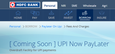 HDFC Bank UPI Now Pay Later